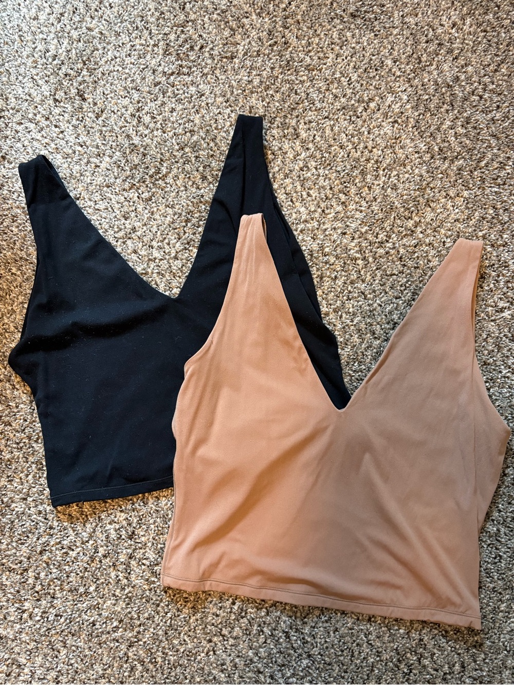 Everyday V-Neck Crop Tank - Black & Nude